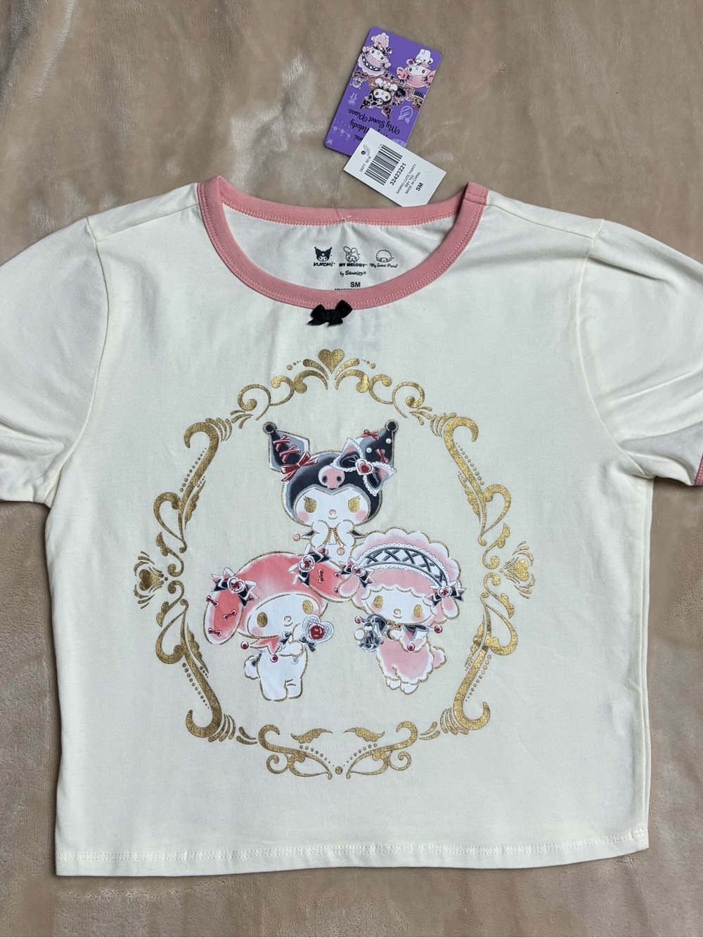 Sanrio Hot Topic Kuromi My Melody My Sweet Piano Ringer Baby Tee Size SM NWT